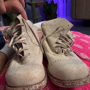 Magnolia Pearl Beige Lace-Up Combat Boots